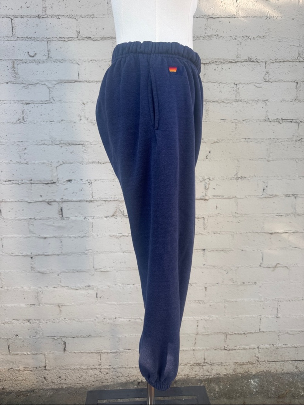 Aviator Nation 5 Stripe Sweatpants Heather Navy Neon Rainbow Size S - Picture 6 of 14